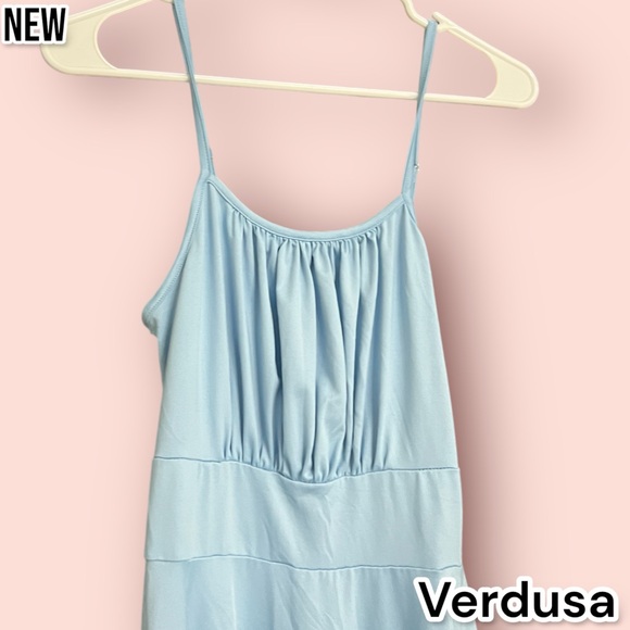 New Verdusa Baby Blue Flowy Mini Dress Adjustable Straps - Picture 4 of 5